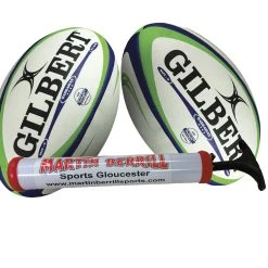 Martin Berrill Sports Gilbert Barbarian Match Rugby Ball Twin Pack With Hand Pump