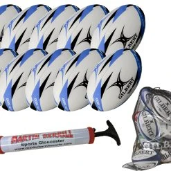 Martin Berrill Sports Gilbert G-TR3000 Ten Pack With Hand Pump & Mesh Ball Sack