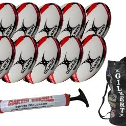 Martin Berrill Sports Gilbert G-TR3000 Ten Pack With Hand Pump & Ball Bag