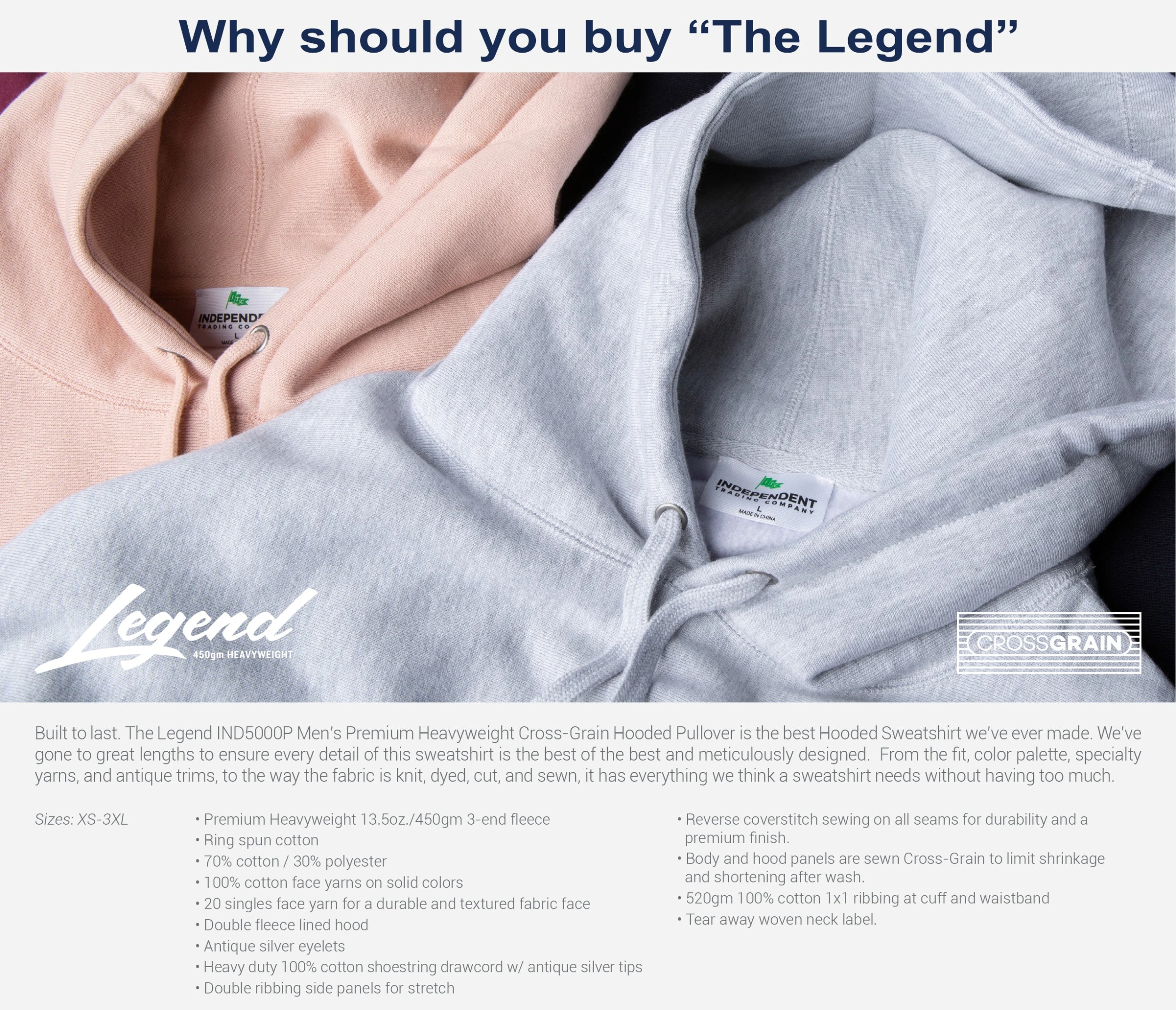 Independent Trading Company The Legend - Middlebury Hooded Sweatshirt (Navy) 5 Independent Trading Company The Legend - Middlebury Hooded Sweatshirt (Navy) - Image 5