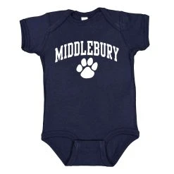 The Middlebury Shop Middlebury Paw Onesie (navy)