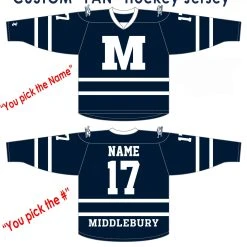 The Middlebury Shop Full Custom Middlebury Hockey Jerseys (YOUTH AWAY-NAVY)