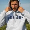 Independent Trading Company The Legend - Middlebury Hooded Sweatshirt (Grey) -maiddlebury shop Middlebury Legend Grey Hood 1