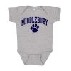 The Middlebury Shop Middlebury Paw Onesie (grey) -maiddlebury shop Middlebury Paw baby Onesie grey